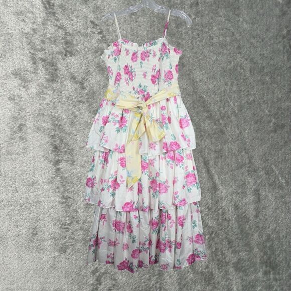 Love Shack Fancy Dress Women Small White Pink Floral Elise‎ Cottagecore Feminine - Picture 2 of 9